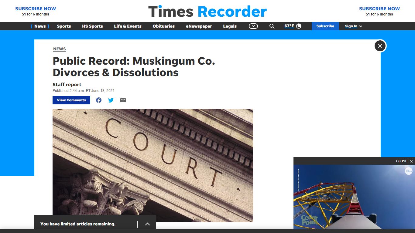 Public Record: Muskingum Co. Divorces & Dissolutions