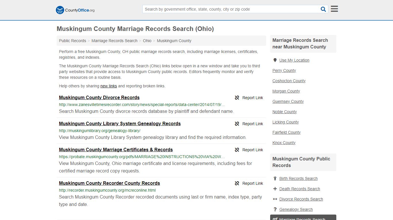 Muskingum County Marriage Records Search (Ohio) - County Office